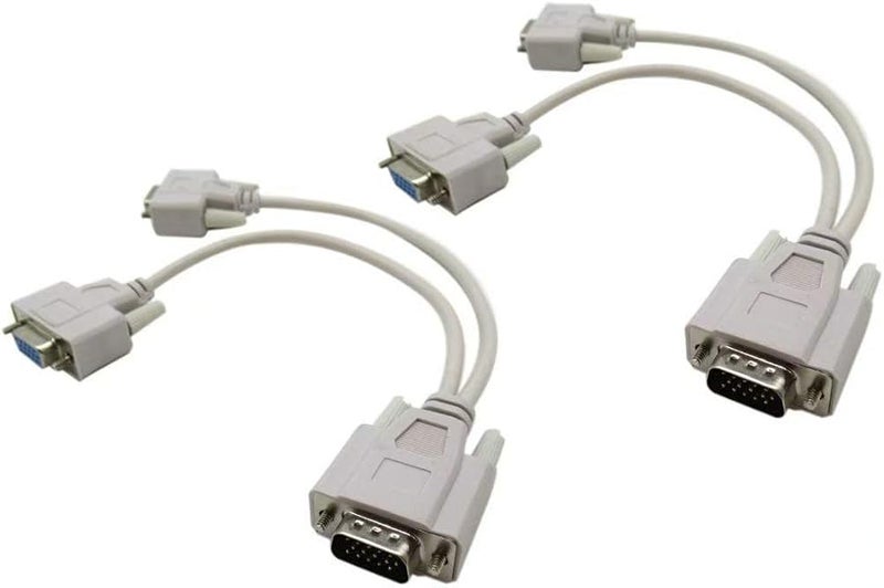 كابل مقسم VGA نحاسي بلون البيج، ذكر 15 دبوس إلى محول مزدوج أنثى مزدوج - Image 2